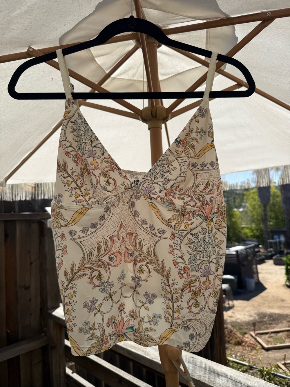 NATURAL LIFE Cream Floral-Print Deep V-Neck Cami